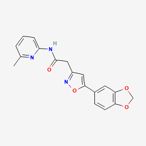 molecular formula C18H15N3O4 B2987659 2-(5-(benzo[d][1,3]dioxol-5-yl)isoxazol-3-yl)-N-(6-methylpyridin-2-yl)acetamide CAS No. 1172032-18-6