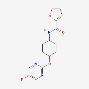 molecular formula C15H16FN3O3 B2987665 N-((1r,4r)-4-((5-fluoropyrimidin-2-yl)oxy)cyclohexyl)furan-2-carboxamide CAS No. 2034502-21-9