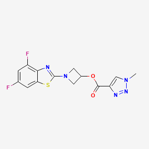 molecular formula C14H11F2N5O2S B2987668 1-(4,6-二氟苯并[d]噻唑-2-基)氮杂环丁-3-基 1-甲基-1H-1,2,3-三唑-4-甲酸酯 CAS No. 1421531-50-1
