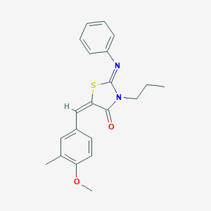 molecular formula C21H22N2O2S B298767 5-(4-Methoxy-3-methylbenzylidene)-2-(phenylimino)-3-propyl-1,3-thiazolidin-4-one 