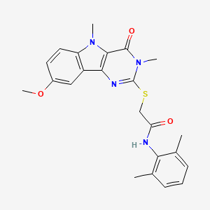 molecular formula C23H24N4O3S B2987674 N-(2,6-dimethylphenyl)-2-((8-methoxy-3,5-dimethyl-4-oxo-4,5-dihydro-3H-pyrimido[5,4-b]indol-2-yl)thio)acetamide CAS No. 1112341-54-4