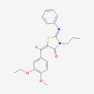 molecular formula C22H24N2O3S B298768 5-(3-Ethoxy-4-methoxybenzylidene)-2-(phenylimino)-3-propyl-1,3-thiazolidin-4-one 