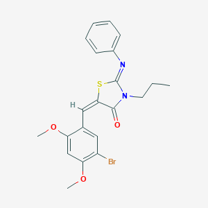 molecular formula C21H21BrN2O3S B298770 5-(5-Bromo-2,4-dimethoxybenzylidene)-2-(phenylimino)-3-propyl-1,3-thiazolidin-4-one 