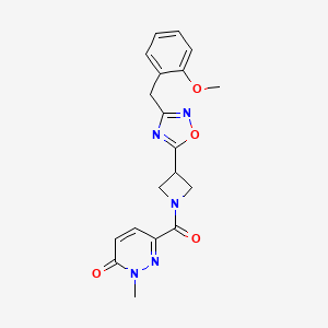 molecular formula C19H19N5O4 B2987702 6-(3-(3-(2-甲氧基苄基)-1,2,4-恶二唑-5-基)氮杂环丁烷-1-羰基)-2-甲基吡哒嗪-3(2H)-酮 CAS No. 1396806-57-7