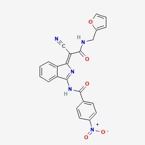 (Z)-N-(1-(1-cyano-2-((furan-2-ylmethyl)amino)-2-oxoethylidene)-1H-isoindol-3-yl)-4-nitrobenzamide