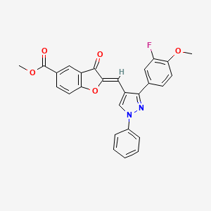 (Z)-methyl 2-((3-(3-fluoro-4-methoxyphenyl)-1-phenyl-1H-pyrazol-4-yl)methylene)-3-oxo-2,3-dihydrobenzofuran-5-carboxylate
