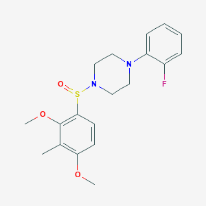 molecular formula C19H23FN2O3S B2987736 1-[(2,4-Dimethoxy-3-methylphenyl)sulfinyl]-4-(2-fluorophenyl)piperazine CAS No. 338981-91-2