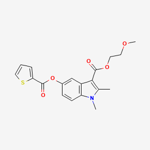 molecular formula C19H19NO5S B2987737 2-Methoxyethyl 1,2-dimethyl-5-(thiophene-2-carbonyloxy)indole-3-carboxylate CAS No. 899407-40-0