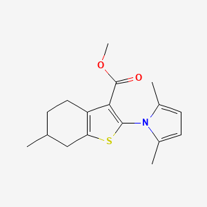 molecular formula C17H21NO2S B2987742 methyl 2-(2,5-dimethyl-1H-pyrrol-1-yl)-6-methyl-4,5,6,7-tetrahydrobenzo[b]thiophene-3-carboxylate CAS No. 780806-11-3