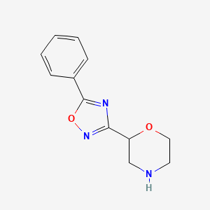 molecular formula C12H13N3O2 B2987748 2-(5-Phenyl-1,2,4-oxadiazol-3-yl)morpholine CAS No. 1131568-60-9