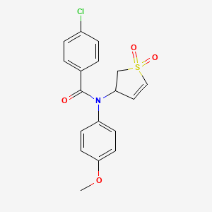 molecular formula C18H16ClNO4S B2987762 4-chloro-N-(1,1-dioxido-2,3-dihydro-3-thienyl)-N-(4-methoxyphenyl)benzamide CAS No. 303094-06-6