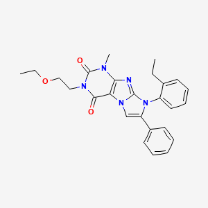molecular formula C26H27N5O3 B2987767 3-(2-ethoxyethyl)-8-(2-ethylphenyl)-1-methyl-7-phenyl-1H-imidazo[2,1-f]purine-2,4(3H,8H)-dione CAS No. 896294-22-7