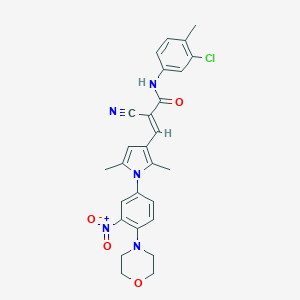 molecular formula C27H26ClN5O4 B298777 N-(3-chloro-4-methylphenyl)-2-cyano-3-{1-[3-nitro-4-(4-morpholinyl)phenyl]-2,5-dimethyl-1H-pyrrol-3-yl}acrylamide 
