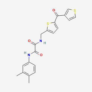 molecular formula C20H18N2O3S2 B2987770 N1-(3,4-dimethylphenyl)-N2-((5-(thiophene-3-carbonyl)thiophen-2-yl)methyl)oxalamide CAS No. 1797269-33-0