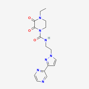 molecular formula C16H19N7O3 B2987782 4-ethyl-2,3-dioxo-N-(2-(3-(pyrazin-2-yl)-1H-pyrazol-1-yl)ethyl)piperazine-1-carboxamide CAS No. 2034505-00-3