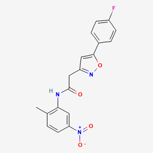molecular formula C18H14FN3O4 B2987787 2-(5-(4-氟苯基)异恶唑-3-基)-N-(2-甲基-5-硝基苯基)乙酰胺 CAS No. 953202-68-1