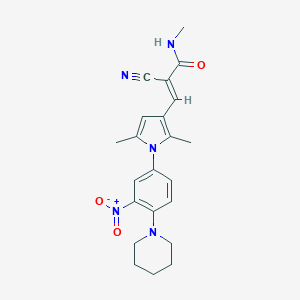 molecular formula C22H25N5O3 B298779 2-cyano-3-{1-[3-nitro-4-(1-piperidinyl)phenyl]-2,5-dimethyl-1H-pyrrol-3-yl}-N-methylacrylamide 