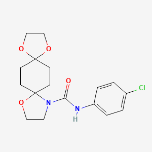 molecular formula C17H21ClN2O4 B2987792 N-(4-氯苯基)-1,4,9-三氧杂-12-氮杂二螺[4.2.4.2]十四烷-12-羧酰胺 CAS No. 861209-91-8