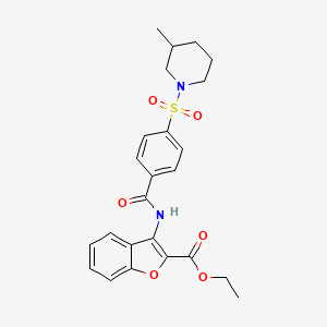 molecular formula C24H26N2O6S B2987793 3-(4-((3-甲基哌啶-1-基)磺酰基)苯甲酰氨基)苯并呋喃-2-羧酸乙酯 CAS No. 500149-76-8