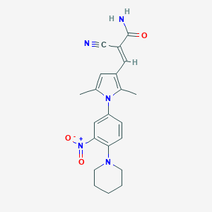 molecular formula C21H23N5O3 B298780 2-cyano-3-{1-[3-nitro-4-(1-piperidinyl)phenyl]-2,5-dimethyl-1H-pyrrol-3-yl}acrylamide 
