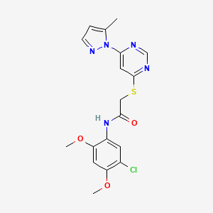 molecular formula C18H18ClN5O3S B2987810 N-(5-氯-2,4-二甲氧苯基)-2-((6-(5-甲基-1H-吡唑-1-基)嘧啶-4-基)硫代)乙酰胺 CAS No. 1251604-55-3
