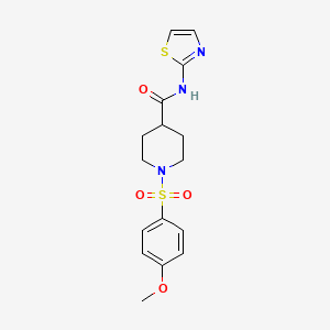 molecular formula C16H19N3O4S2 B2987816 1-((4-methoxyphenyl)sulfonyl)-N-(thiazol-2-yl)piperidine-4-carboxamide CAS No. 904011-46-7