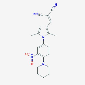 molecular formula C21H21N5O2 B298782 2-[(1-{3-nitro-4-piperidin-1-ylphenyl}-2,5-dimethyl-1H-pyrrol-3-yl)methylene]malononitrile 