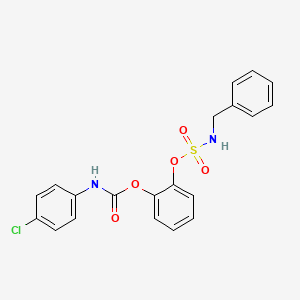 molecular formula C20H17ClN2O5S B2987821 [2-(苄基磺酰氧基)苯基] N-(4-氯苯基)氨基甲酸酯 CAS No. 338954-48-6