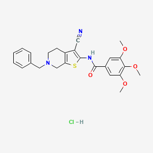 molecular formula C25H26ClN3O4S B2987829 N-(6-苄基-3-氰基-4,5,6,7-四氢噻吩并[2,3-c]吡啶-2-基)-3,4,5-三甲氧基苯甲酰胺盐酸盐 CAS No. 1215607-38-7