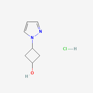 molecular formula C7H11ClN2O B2987835 3-Pyrazol-1-ylcyclobutan-1-ol;hydrochloride CAS No. 2402828-85-5