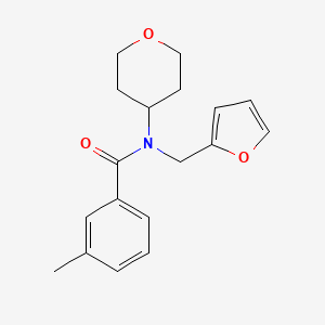 molecular formula C18H21NO3 B2987839 N-(呋喃-2-基甲基)-3-甲基-N-(四氢-2H-吡喃-4-基)苯甲酰胺 CAS No. 1798521-84-2