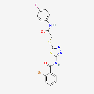 molecular formula C17H12BrFN4O2S2 B2987842 2-溴-N-(5-((2-((4-氟苯基)氨基)-2-氧代乙基)硫代)-1,3,4-噻二唑-2-基)苯甲酰胺 CAS No. 392297-58-4