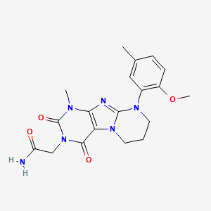molecular formula C19H22N6O4 B2987861 2-[9-(2-methoxy-5-methylphenyl)-1-methyl-2,4-dioxo-7,8-dihydro-6H-purino[7,8-a]pyrimidin-3-yl]acetamide CAS No. 899942-37-1