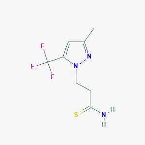 molecular formula C8H10F3N3S B2987874 3-[3-methyl-5-(trifluoromethyl)-1H-pyrazol-1-yl]propanethioamide CAS No. 1006348-83-9