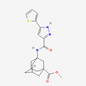 molecular formula C20H23N3O3S B2987879 (1r,3s,5R,7S)-甲基3-(3-(噻吩-2-基)-1H-吡唑-5-甲酰胺)金刚烷-1-甲酸酯 CAS No. 1298062-17-5
