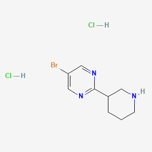 molecular formula C9H14BrCl2N3 B2987886 5-Bromo-2-(piperidin-3-yl)pyrimidine dihydrochloride CAS No. 2126161-96-2