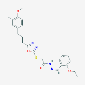 molecular formula C24H28N4O4S B298789 N'-(2-ethoxybenzylidene)-2-({5-[3-(4-methoxy-3-methylphenyl)propyl]-1,3,4-oxadiazol-2-yl}sulfanyl)acetohydrazide 