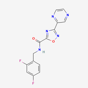 molecular formula C14H9F2N5O2 B2987890 N-(2,4-difluorobenzyl)-3-(pyrazin-2-yl)-1,2,4-oxadiazole-5-carboxamide CAS No. 1235392-48-9