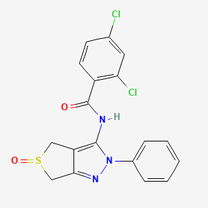 molecular formula C18H13Cl2N3O2S B2987891 2,4-dichloro-N-(5-oxo-2-phenyl-4,6-dihydrothieno[3,4-c]pyrazol-3-yl)benzamide CAS No. 1007194-01-5