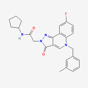 molecular formula C25H25FN4O2 B2987909 N-环戊基-2-(8-氟-5-(3-甲基苄基)-3-氧代-3,5-二氢-2H-吡唑并[4,3-c]喹啉-2-基)乙酰胺 CAS No. 931696-95-6