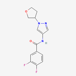 molecular formula C14H13F2N3O2 B2987919 3,4-Difluoro-N-[1-(oxolan-3-YL)pyrazol-4-YL]benzamide CAS No. 1797350-89-0