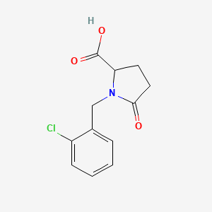 molecular formula C12H12ClNO3 B2987920 1-[(2-Chlorophenyl)methyl]-5-oxopyrrolidine-2-carboxylic acid CAS No. 87341-46-6