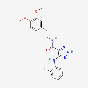 molecular formula C19H20FN5O3 B2987923 N-[2-(3,4-dimethoxyphenyl)ethyl]-5-[(2-fluorophenyl)amino]-1H-1,2,3-triazole-4-carboxamide CAS No. 1291853-87-6