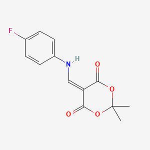 molecular formula C13H12FNO4 B2987926 5-[(4-Fluoroanilino)methylidene]-2,2-dimethyl-1,3-dioxane-4,6-dione CAS No. 332129-58-5
