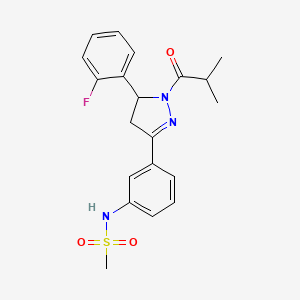 molecular formula C20H22FN3O3S B2987927 N-(3-(5-(2-fluorophenyl)-1-isobutyryl-4,5-dihydro-1H-pyrazol-3-yl)phenyl)methanesulfonamide CAS No. 851719-11-4
