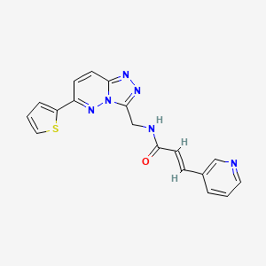 molecular formula C18H14N6OS B2987933 (E)-3-(pyridin-3-yl)-N-((6-(thiophen-2-yl)-[1,2,4]triazolo[4,3-b]pyridazin-3-yl)methyl)acrylamide CAS No. 1904624-87-8