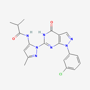 molecular formula C19H18ClN7O2 B2987934 N-(1-(1-(3-chlorophenyl)-4-oxo-4,5-dihydro-1H-pyrazolo[3,4-d]pyrimidin-6-yl)-3-methyl-1H-pyrazol-5-yl)isobutyramide CAS No. 1170902-31-4