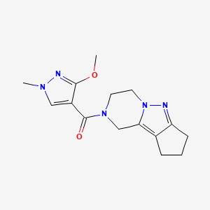 molecular formula C15H19N5O2 B2987936 (3-methoxy-1-methyl-1H-pyrazol-4-yl)(3,4,8,9-tetrahydro-1H-cyclopenta[3,4]pyrazolo[1,5-a]pyrazin-2(7H)-yl)methanone CAS No. 2034455-79-1