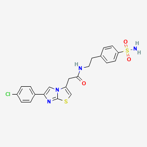 molecular formula C21H19ClN4O3S2 B2987946 2-(6-(4-chlorophenyl)imidazo[2,1-b]thiazol-3-yl)-N-(4-sulfamoylphenethyl)acetamide CAS No. 1226459-36-4