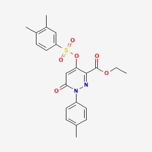 molecular formula C22H22N2O6S B2987983 Ethyl 4-(((3,4-dimethylphenyl)sulfonyl)oxy)-6-oxo-1-(p-tolyl)-1,6-dihydropyridazine-3-carboxylate CAS No. 886950-99-8